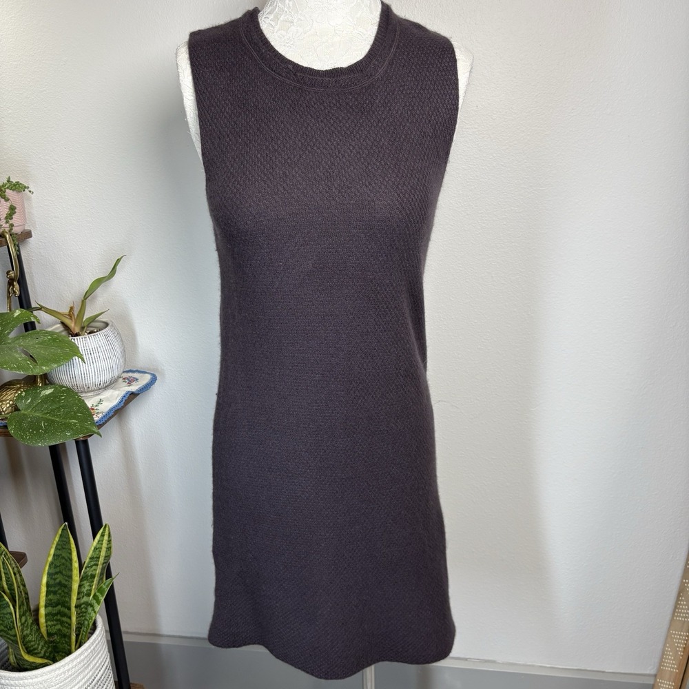 Bryn Walker Women M ~ Purpleish Brown Wool Blend Sleeveless Sweater Dress *read